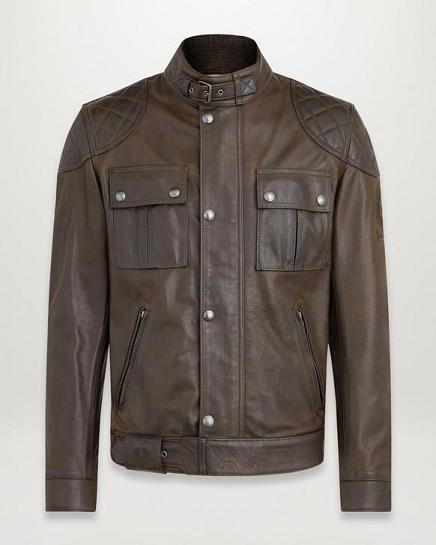 Veste Moto Cuir Belstaff Homme Brooklands Noir Marron France BK6245391